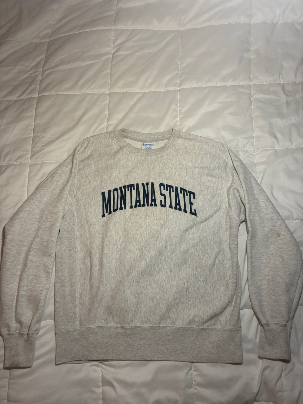 Vintage Champion Montana State Bobcats Light Gray Crewneck Reverse Weave Sz M